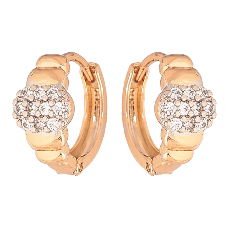 Сережки Xuping колір позолота 18K + родій колечка візерунок з інкрустацією кристалами фото №9