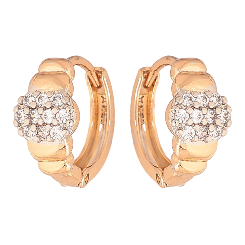 Сережки Xuping колір позолота 18K + родій колечка візерунок з інкрустацією кристалами фото №1