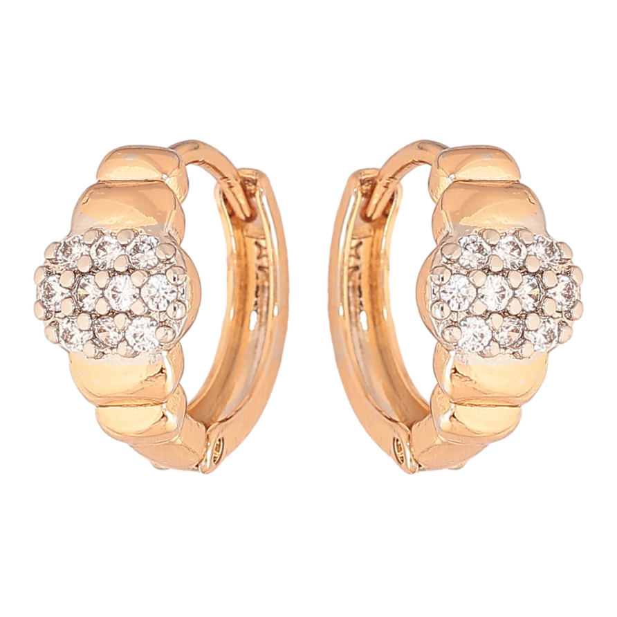 Сережки Xuping колір позолота 18K + родій колечка візерунок з інкрустацією кристалами фото №1