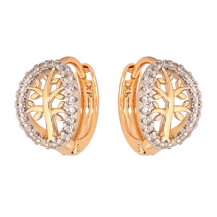 Сережки Xuping колір позолота 18K + родій колечка візерунок з інкрустацією кристалами фото №7