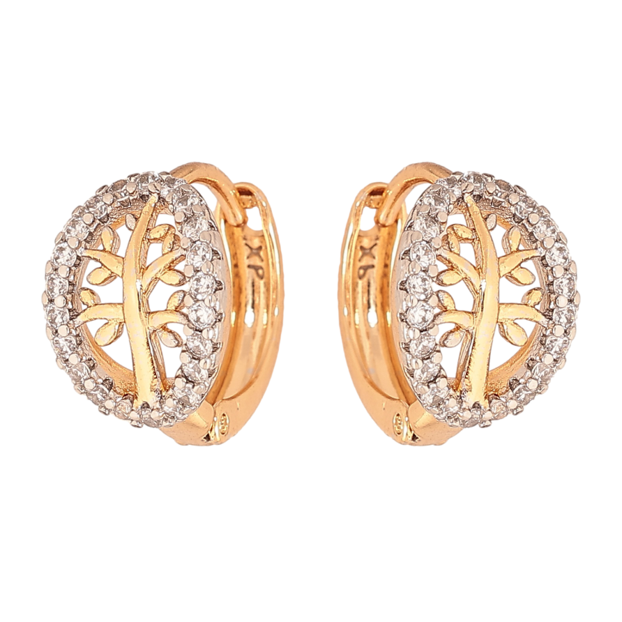 Сережки Xuping колір позолота 18K + родій колечка візерунок з інкрустацією кристалами фото №1