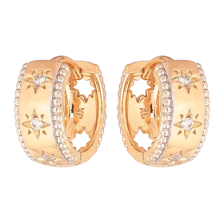 Сережки Xuping колір позолота 18K + родій колечка візерунок з кристалами фото №3