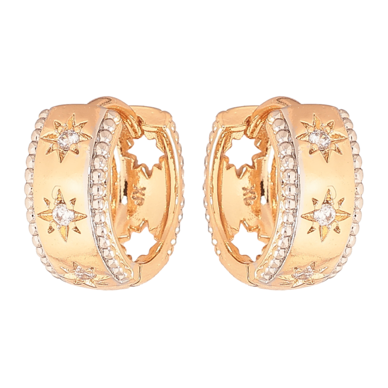 Сережки Xuping колір позолота 18K + родій колечка візерунок з кристалами фото №1