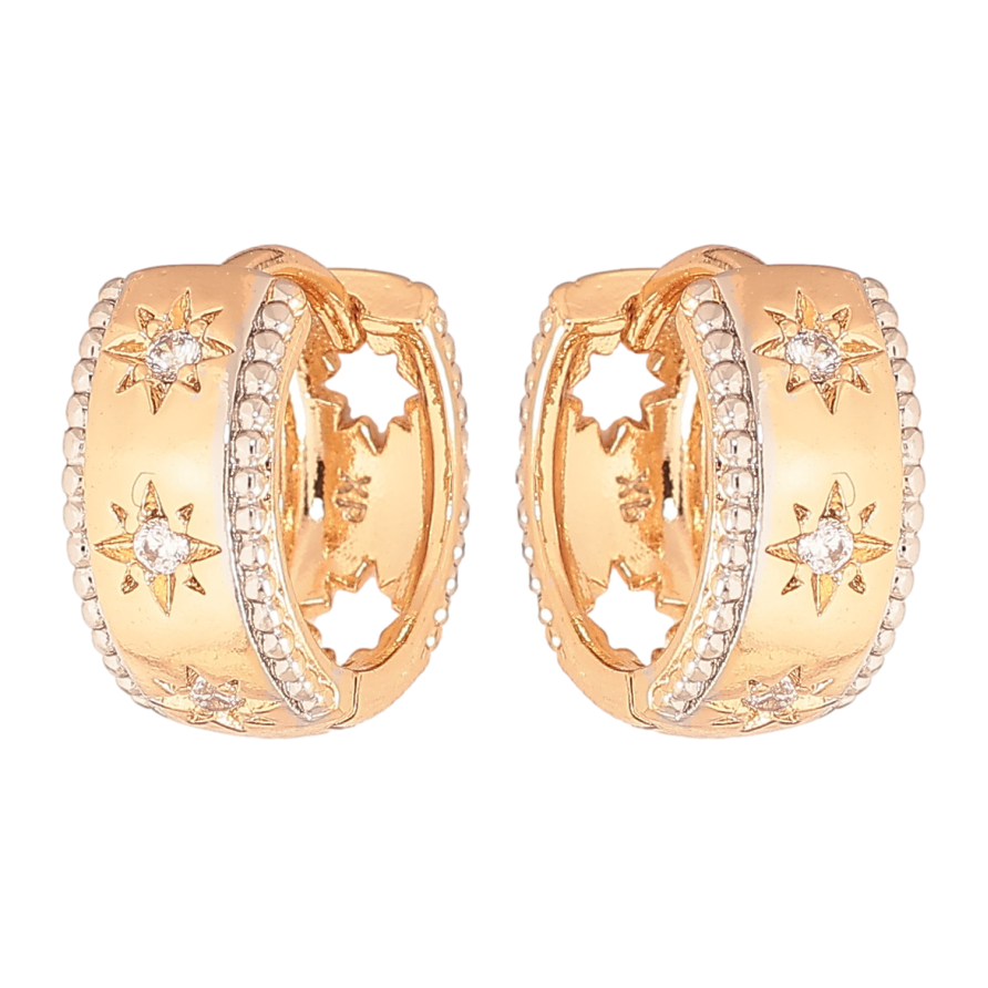 Серьги Xuping цвет позолота 18K + родий колечки узор с кристаллами фото №1 Серьги Xuping цвет позолота 18K + родий колечки узор с кристаллами фото №1