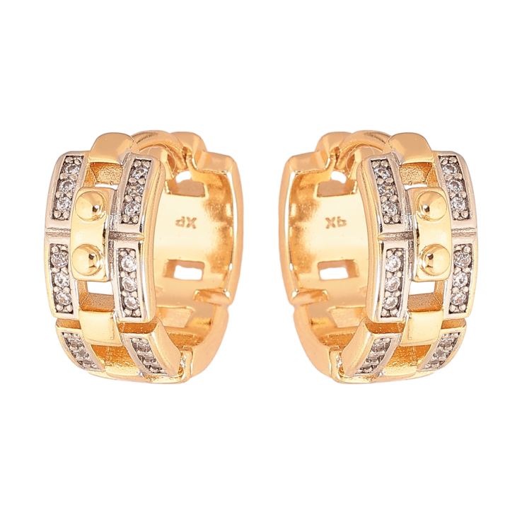 Сережки Xuping колір позолота 18K + родій колечка візерунок з кристалами фото №22