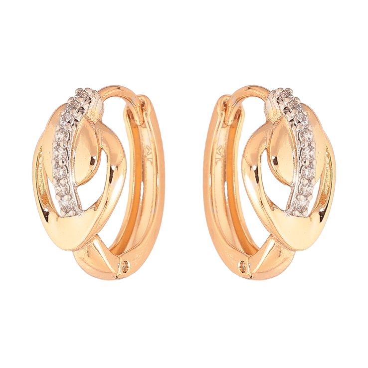 Сережки Xuping колір позолота 18K + родій колечка візерунок з кристалами фото №21