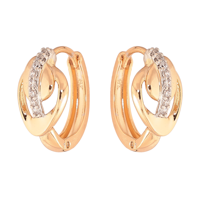 Серьги Xuping цвет позолота 18K + родий колечки узор с кристаллами фото №1 Серьги Xuping цвет позолота 18K + родий колечки узор с кристаллами фото №1