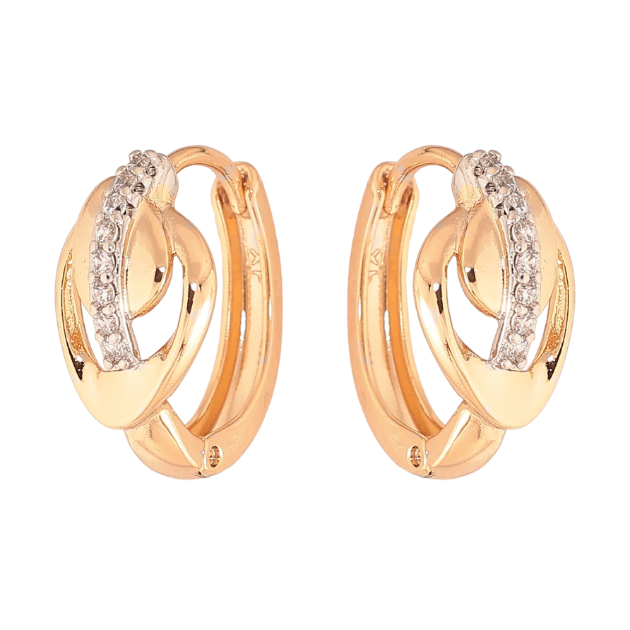 Серьги Xuping цвет позолота 18K + родий колечки узор с кристаллами фото №1 Серьги Xuping цвет позолота 18K + родий колечки узор с кристаллами фото №1