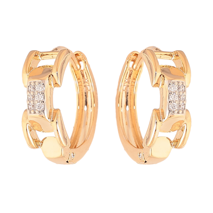 Сережки Xuping колір позолота 18K + родій колечка візерунок з кристалами фото №19