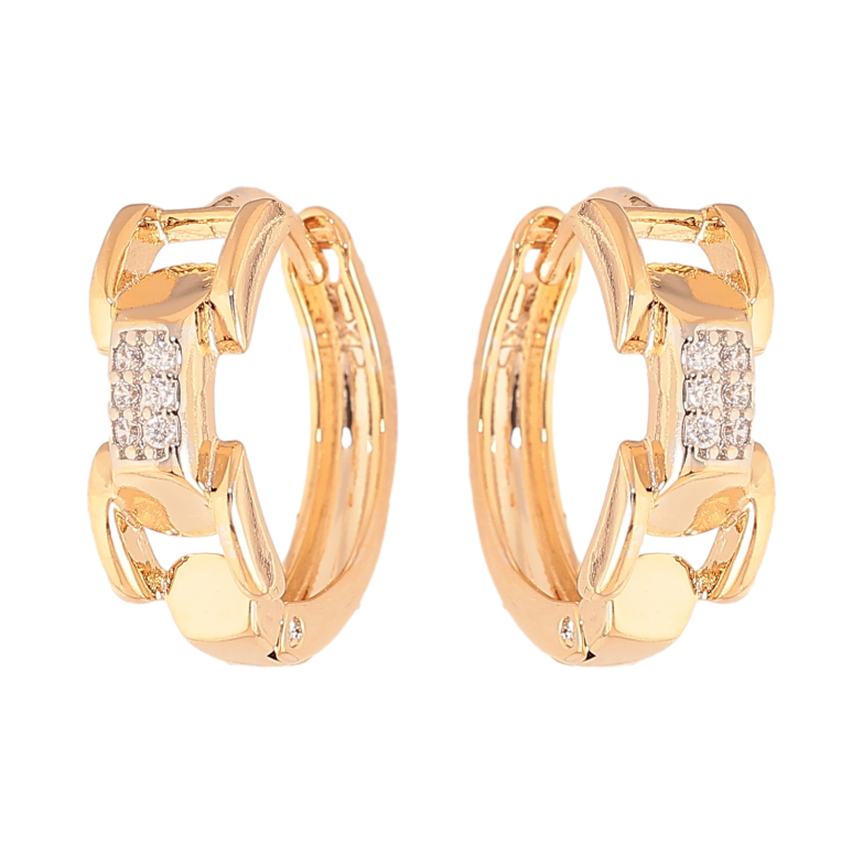 Серьги Xuping цвет позолота 18K + родий колечки узор с кристаллами фото №2