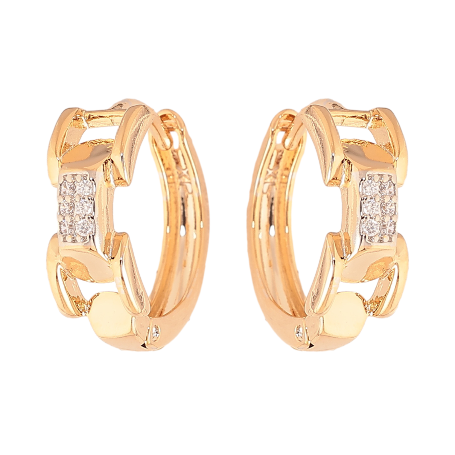 Серьги Xuping цвет позолота 18K + родий колечки узор с кристаллами фото №1