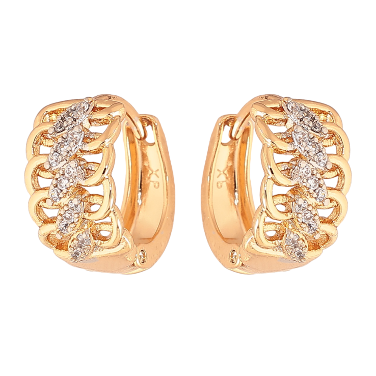 Сережки Xuping колір позолота 18K + родій колечка візерунок з кристалами фото №18