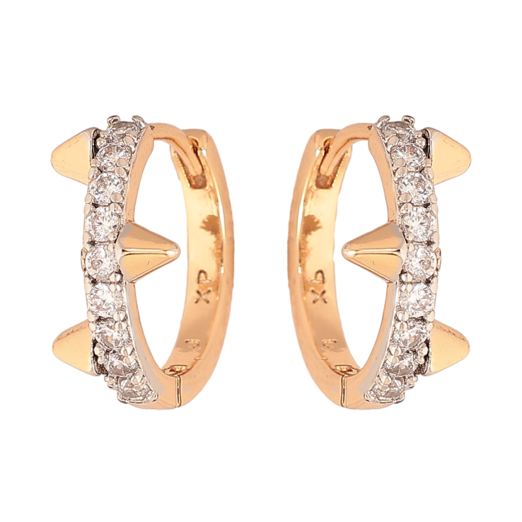 Сережки Xuping колір позолота 18K + родій колечка візерунок з кристалами фото №17