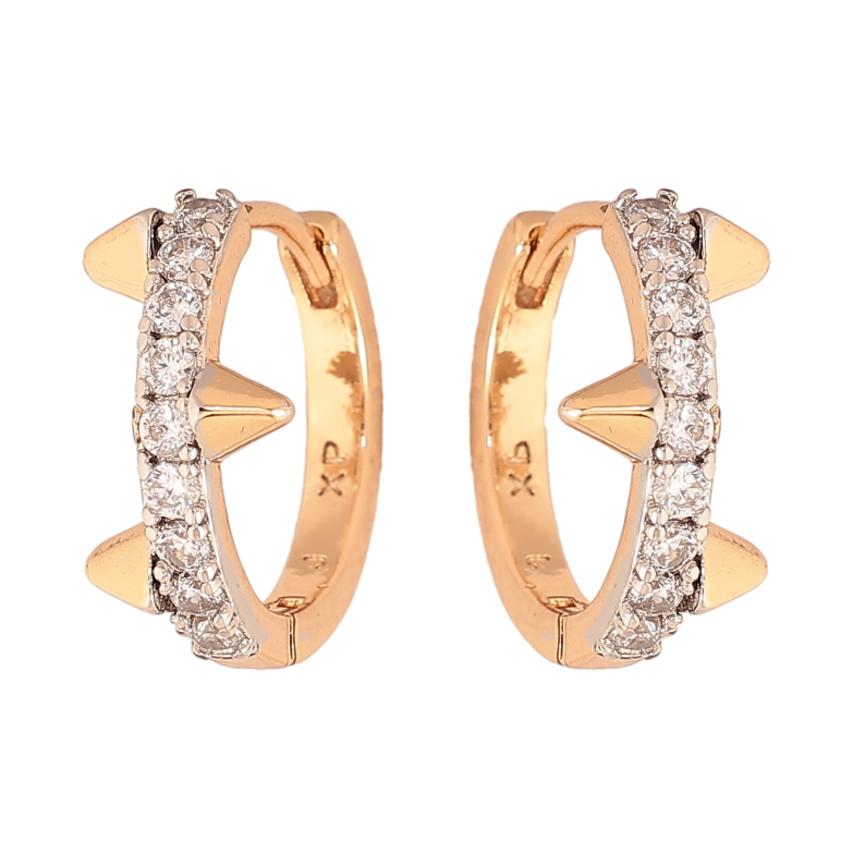 Серьги Xuping цвет позолота 18K + родий колечки узор с кристаллами фото №1