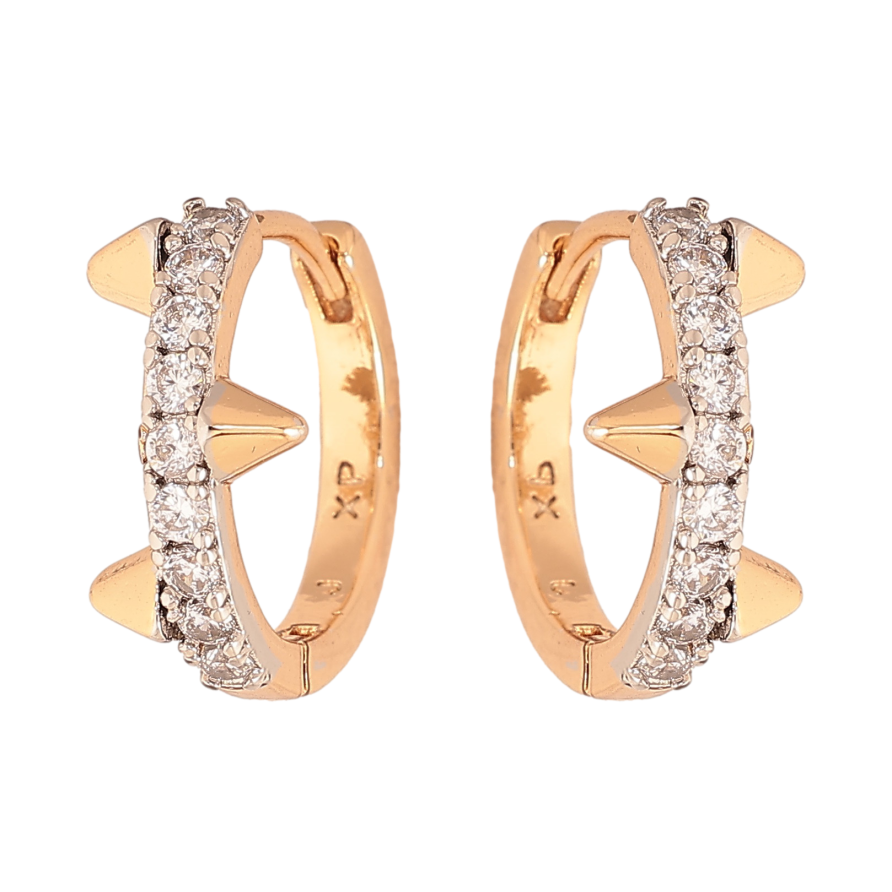 Серьги Xuping цвет позолота 18K + родий колечки узор с кристаллами фото №1