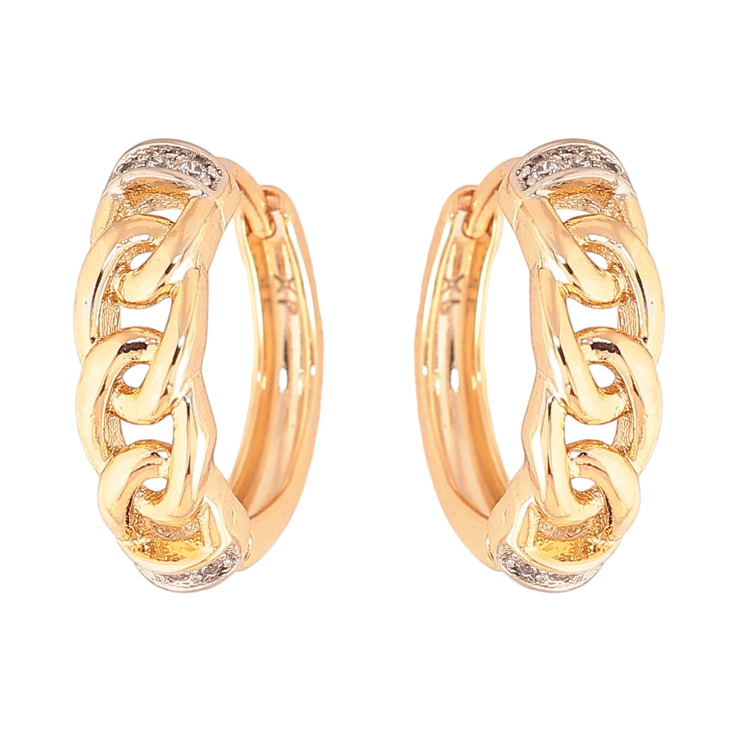 Сережки Xuping колір позолота 18K + родій колечка візерунок з кристалами фото №16