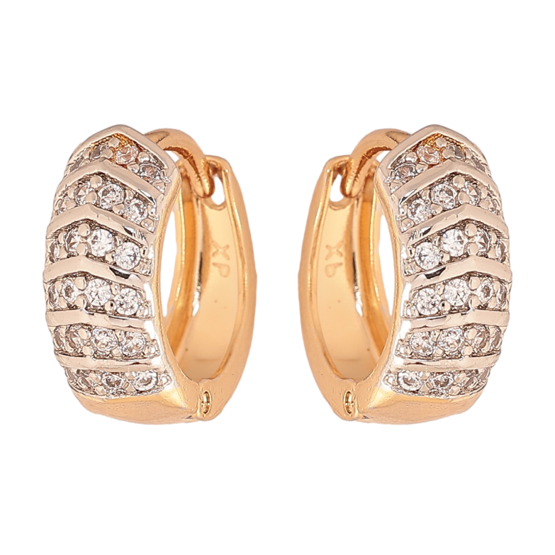 Сережки Xuping колір позолота 18K + родій колечка візерунок з інкрустацією кристалами фото №1