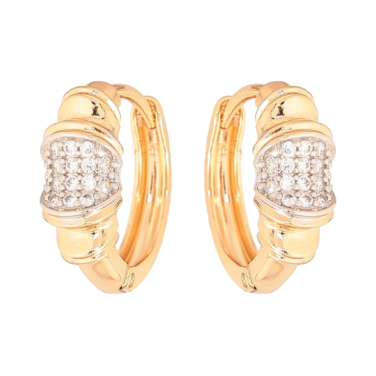 Сережки Xuping колір позолота 18K + родій колечка візерунок з кристалами фото №2