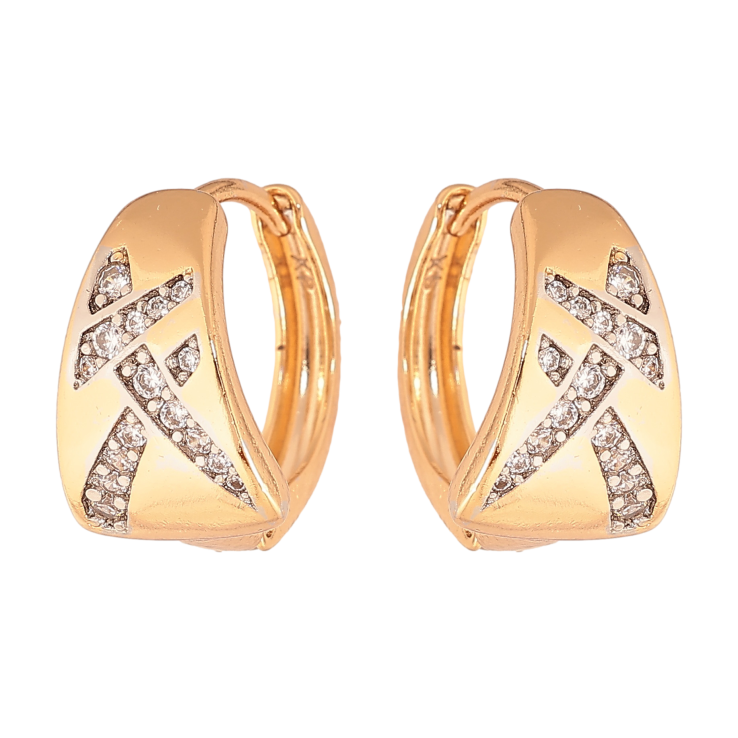 Сережки Xuping колір позолота 18K + родій колечка візерунок з кристалами фото №24