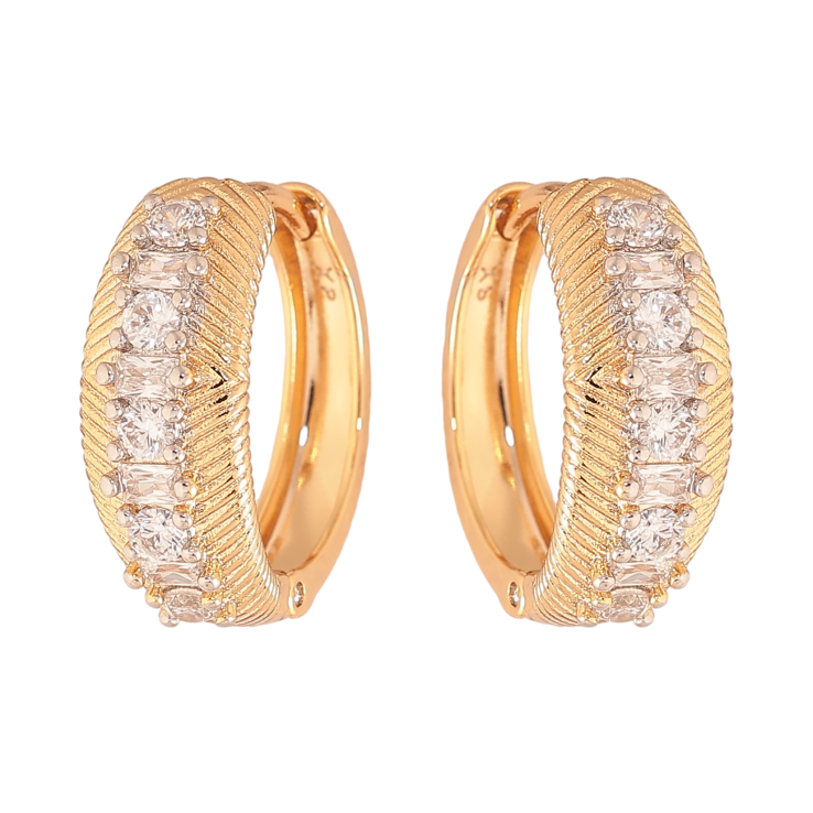 Сережки Xuping колір позолота 18K + родій колечка візерунок з кристалами фото №23