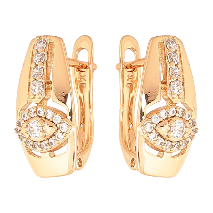 Сережки Xuping колір позолота 18K англійський замок декоративний візерунок з кристалами фото №25