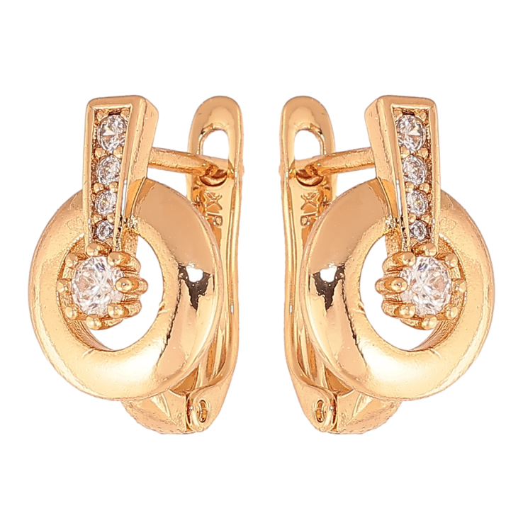 Сережки Xuping колір позолота 18K англійський замок візерунок з кристалами фото №9