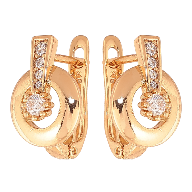 Сережки Xuping колір позолота 18K англійський замок візерунок з кристалами фото №1