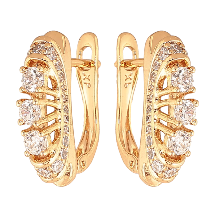 Сережки Xuping колір позолота 18K англійський замок візерунок з кристалами фото №23