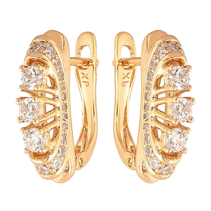 Серьги Xuping цвет позолота 18K английский замок узор с кристаллами фото №1 Серьги Xuping цвет позолота 18K английский замок узор с кристаллами фото №1