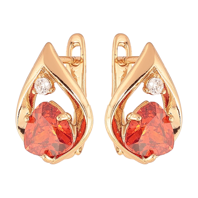 Серьги Xuping цвет позолота 18K английский замок капельки с красными кристаллами фото №1 Серьги Xuping цвет позолота 18K английский замок капельки с красными кристаллами фото №1
