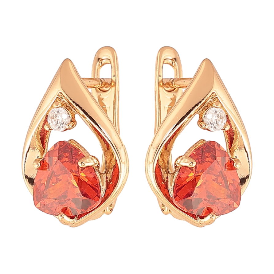 Сережки Xuping колір позолота 18K англійський замок крапельки з червоними кристалами фото №1 Сережки Xuping колір позолота 18K англійський замок крапельки з червоними кристалами фото №1