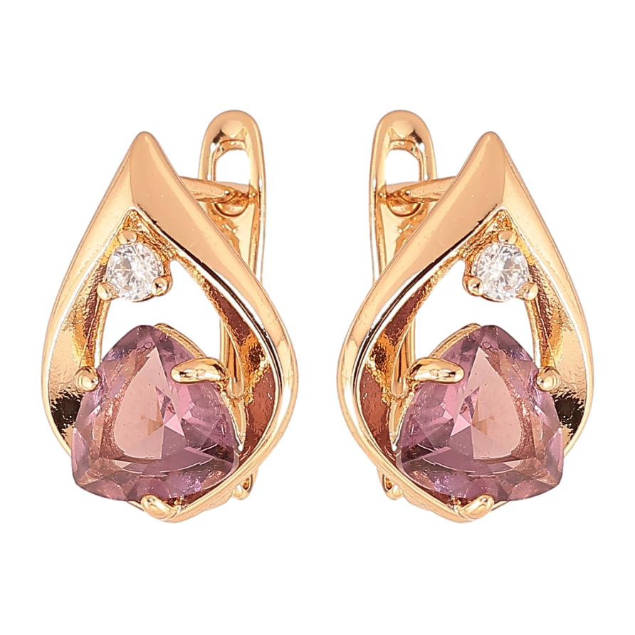 Серьги Xuping цвет позолота 18K английский замок капельки с сиреневыми кристаллами фото №1 Серьги Xuping цвет позолота 18K английский замок капельки с сиреневыми кристаллами фото №1