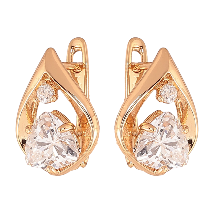 Сережки Xuping колір позолота 18K англійський замок крапельки з кристалами фото №7