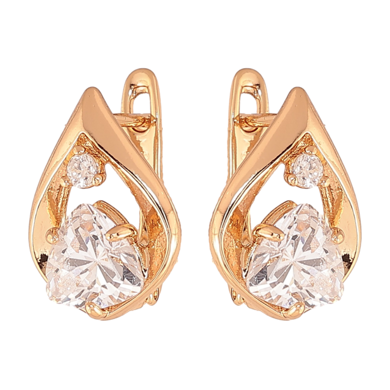 Серьги Xuping цвет позолота 18K английский замок капельки с кристаллами фото №12