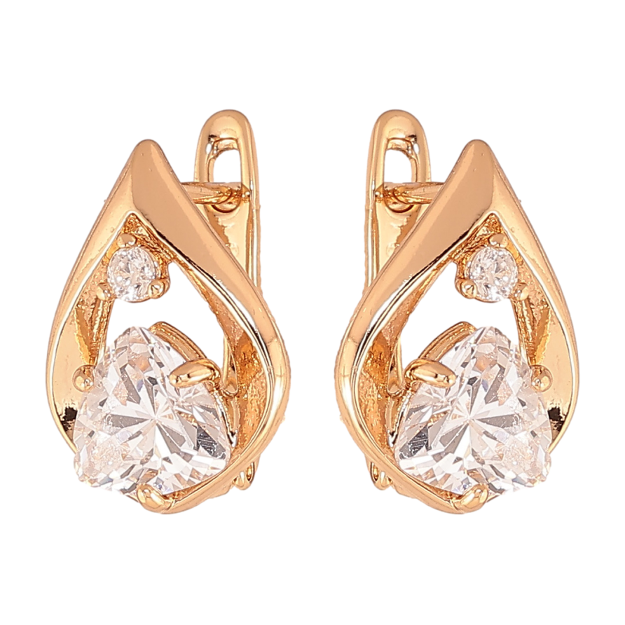 Сережки Xuping колір позолота 18K англійський замок крапельки з кристалами фото №1