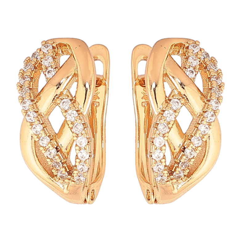 Сережки Xuping колір позолота 18K англійський замок візерунок з кристалами фото №1 Сережки Xuping колір позолота 18K англійський замок візерунок з кристалами фото №1