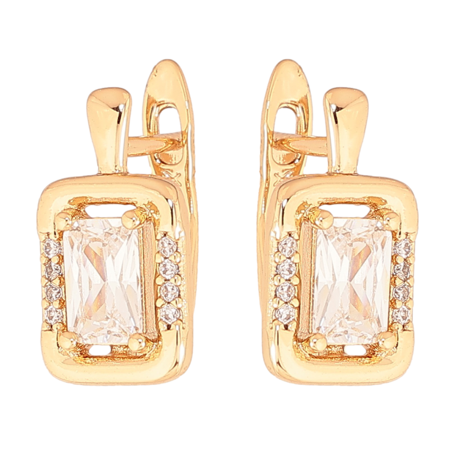 Сережки Xuping колір позолота 18K англійський замок візерунок з кристалами фото №1