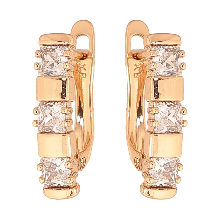 Серьги Xuping цвет позолота 18K английский замок узор с кристаллами фото №19 Серьги Xuping цвет позолота 18K английский замок узор с кристаллами фото №19