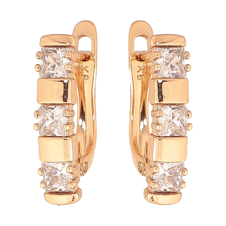 Сережки Xuping колір позолота 18K англійський замок візерунок з кристалами фото №1