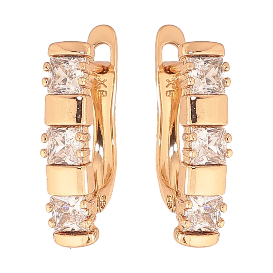 Серьги Xuping цвет позолота 18K английский замок узор с кристаллами фото №1