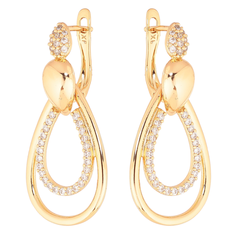 Серьги Xuping цвет позолота 18K английский замок декоративные подвески с кристаллами 2 в 1 фото №1 Серьги Xuping цвет позолота 18K английский замок декоративные подвески с кристаллами 2 в 1 фото №1