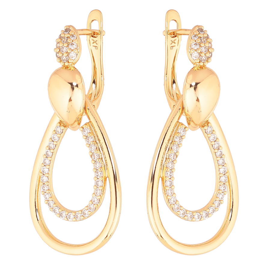 Серьги Xuping цвет позолота 18K английский замок декоративные подвески с кристаллами 2 в 1 фото №1 Серьги Xuping цвет позолота 18K английский замок декоративные подвески с кристаллами 2 в 1 фото №1