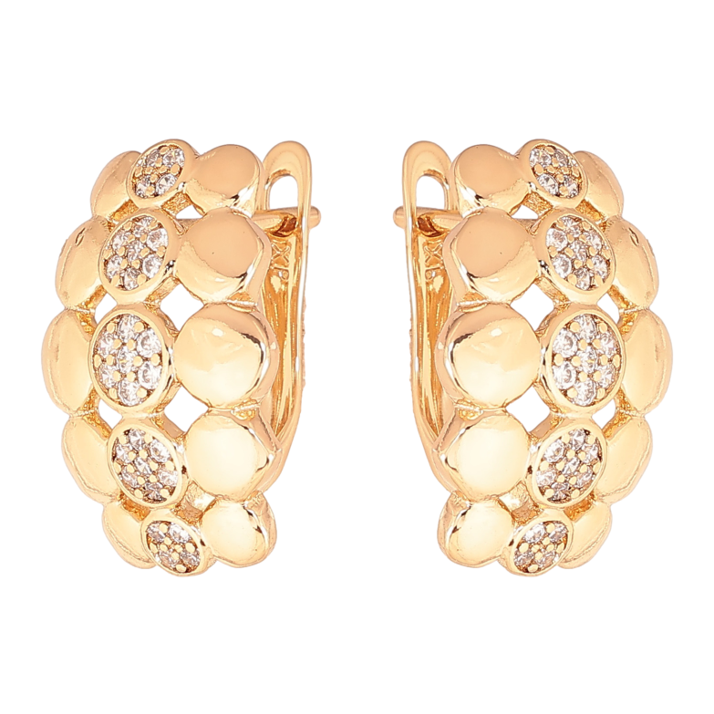 Серьги Xuping цвет позолота 18K английский замок узор с кристаллами фото №1