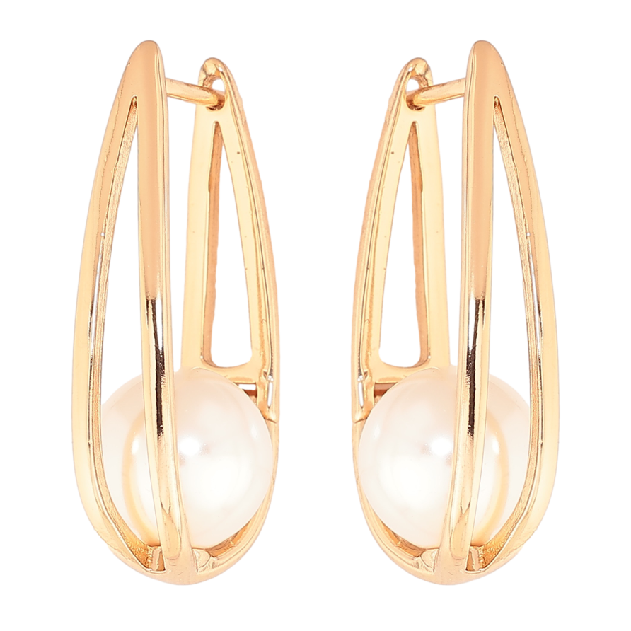 Серьги Xuping цвет позолота 18K английский замок узор с жемчужинами фото №1