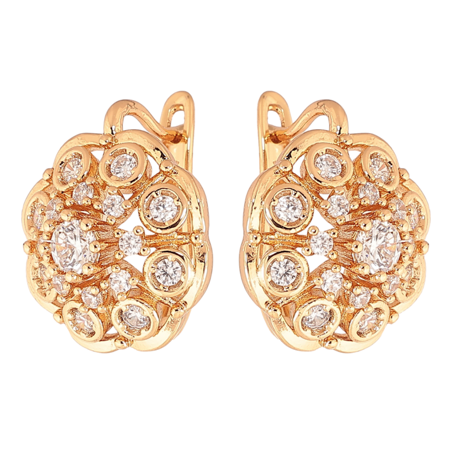 Серьги Xuping цвет позолота 18K английский замок узор с кристаллами фото №1