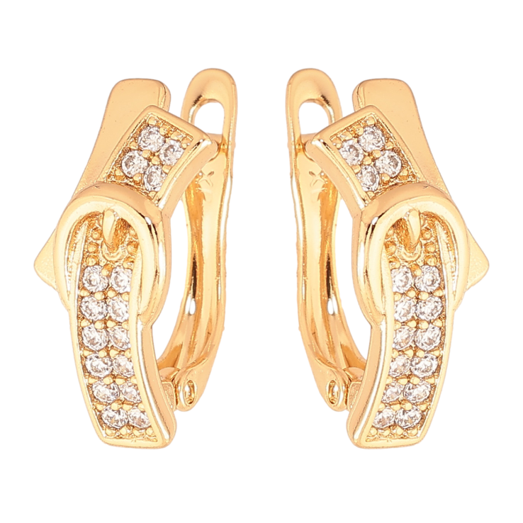 Сережки Xuping колір позолота 18K англійський замок реміньці з кристалами фото №22