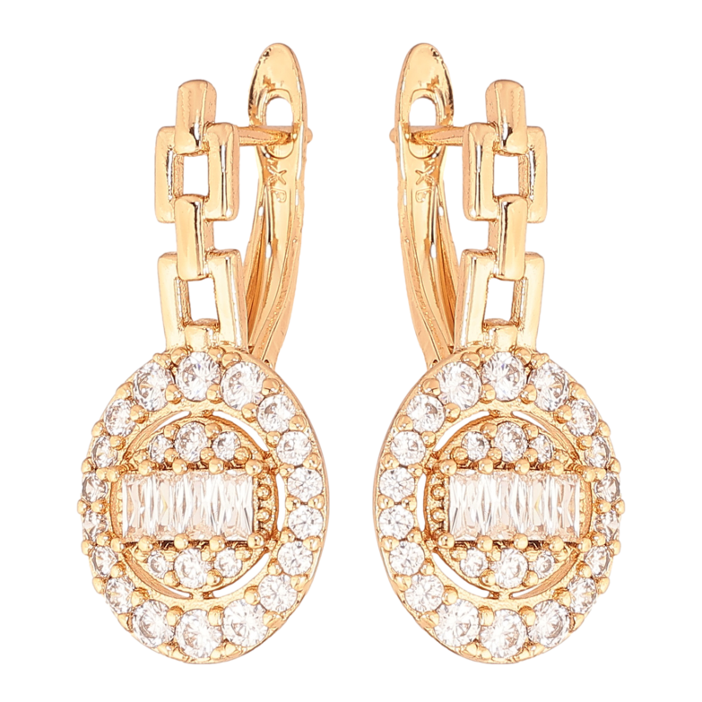 Серьги Xuping цвет позолота 18K английский замок узор с кристаллами фото №1