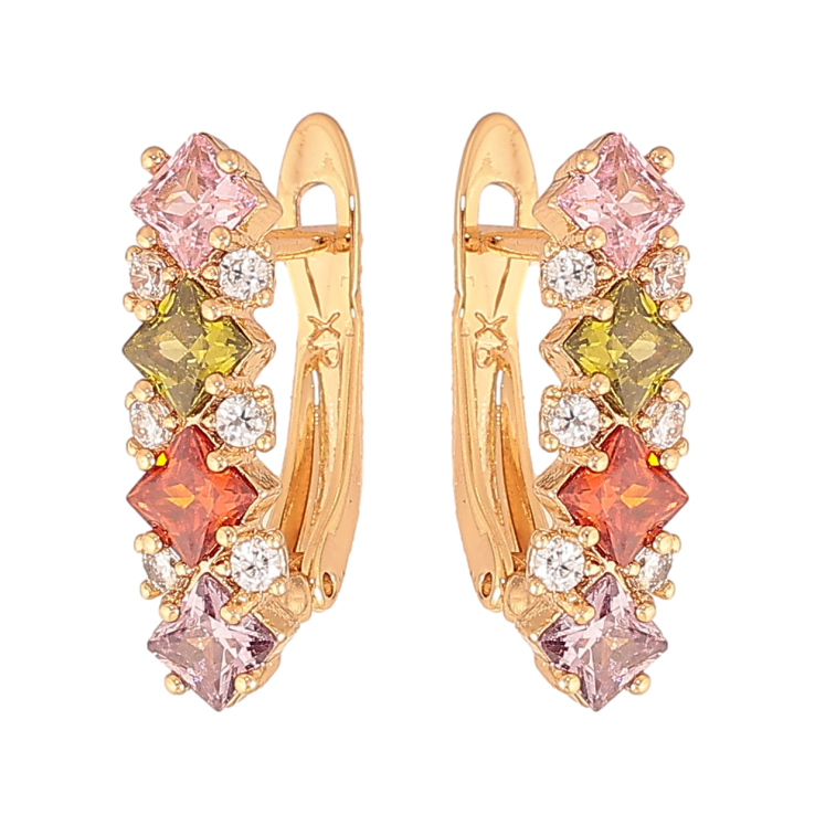 Сережки Xuping колір позолота 18K англійський замок візерунок з різнокольоровими кристалами фото №11 Сережки Xuping колір позолота 18K англійський замок візерунок з різнокольоровими кристалами фото №11