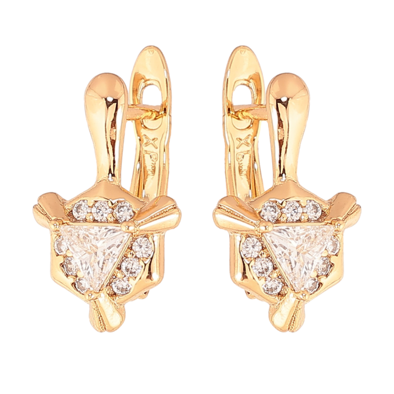 Серьги Xuping цвет позолота 18K английский замок узор с кристаллами фото №1
