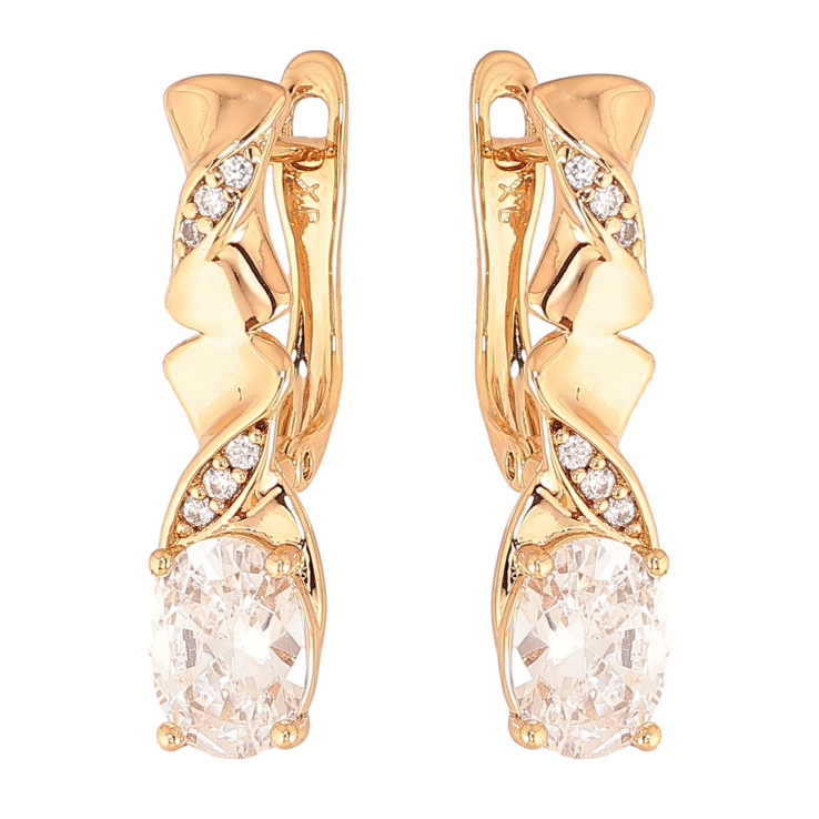 Сережки Xuping колір позолота 18K англійський замок візерунок з кристалами фото №6 Сережки Xuping колір позолота 18K англійський замок візерунок з кристалами фото №6